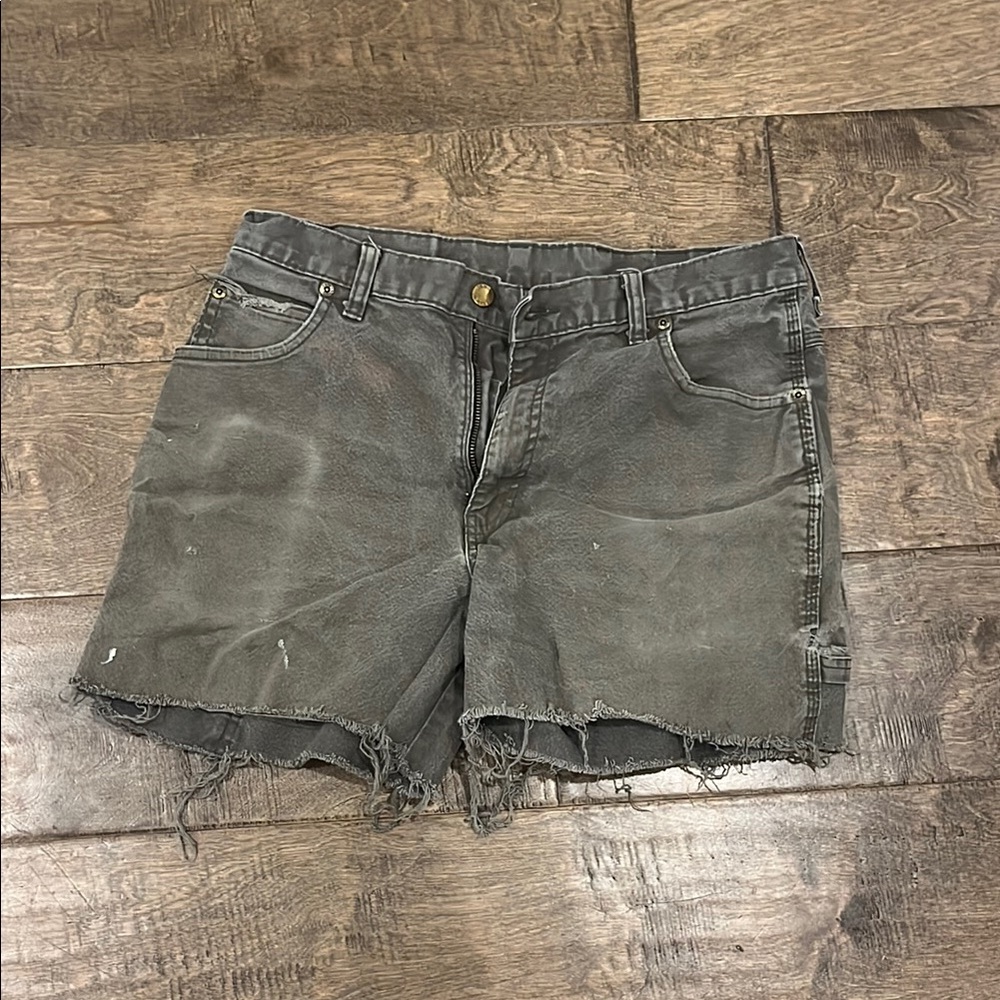 Distressed Gray Denim Shorts